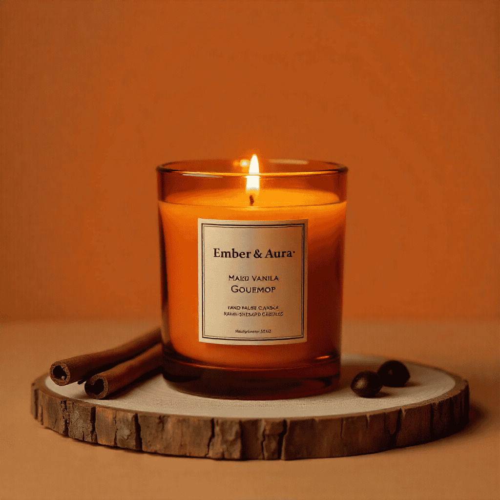 Warm amber candle glow